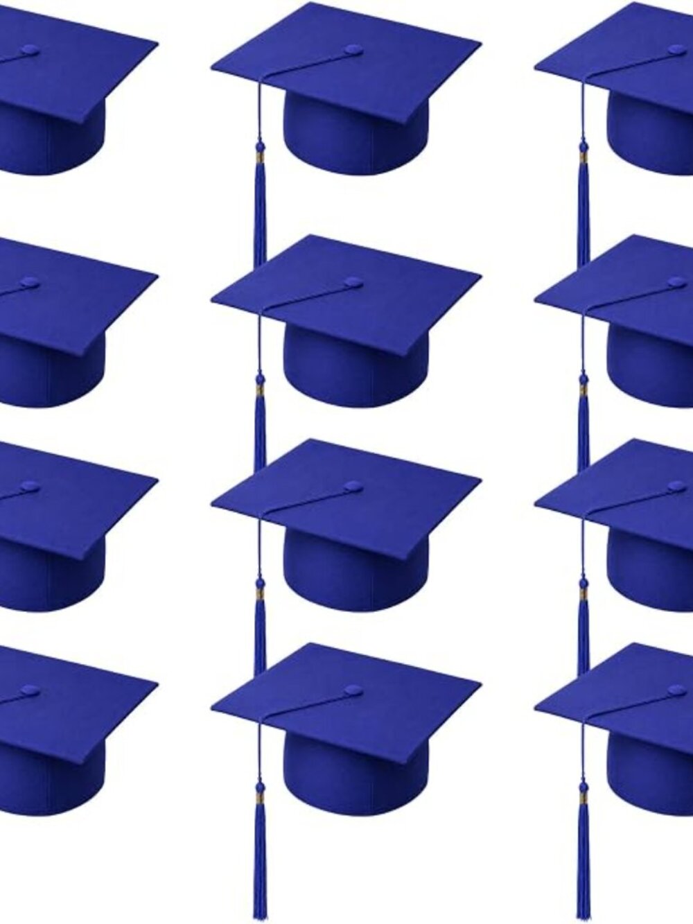 Unisex Blue Graduation Cap with Removable Gold 2026 Tassel - One Size Fits All